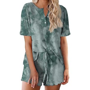 Ekouaer Tie Dye Pajamas Set Womens Loungewear Sleepwear 2 Piece PJ Sets - 1 of 4