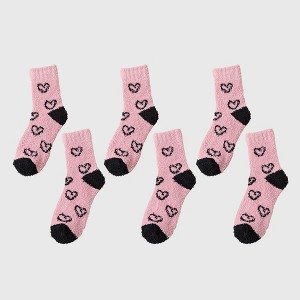 Anna-Kaci Women's 6pk Fuzzy Heart Socks - Plush Mid-Calf Socks for Cozy Lounging & Casual Wear - 1 of 3