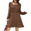 Square Neck Long Sleeve Babydoll Sweater Dress | Casual Fall Dress for Women Pretty Chocolate - 4 of 4