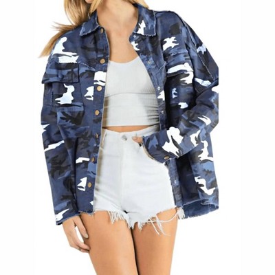 Women's EDGY PLUS: Hallie Army Print Shacket - DAVI & DANI