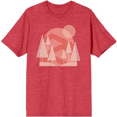 Adventure Society Pine Trees And Mountains Men's Heather Red T-shirt-xl ...