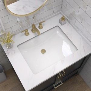 18 in. Rectangular Undermount Bathroom Sink Ceramic Vessel Vanity Lavatory Sink Basin in White with Overflow - 1 of 4