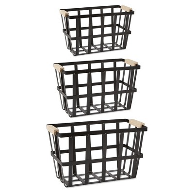 Asst Black Urban Modern Metal Basket Set/3