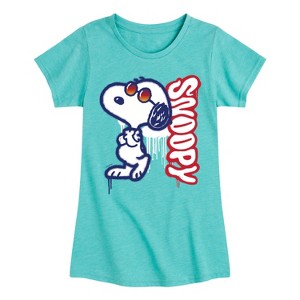 Girls' - Peanuts - Graffiti Snoopy Fitted Short Sleeve Graphic T-Shirt - 1 of 4