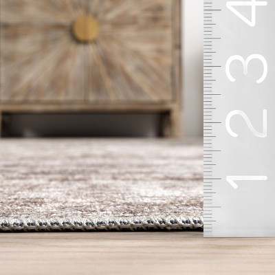 Gray Floral Synthetic Non-slip Washable Rectangular Rug, 4' x 6'