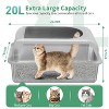 LunaLulinlk Stainless steel cat litter tray with lid and high sides, suitable for multiple cats. - 3 of 4