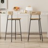 FONTOI 2PCS Round Barstools with Back&Footrest, Hand Woven Bar Stools for Living Room Kitchen Island, Black&White, 15.35"*35"*15.35" - 2 of 4