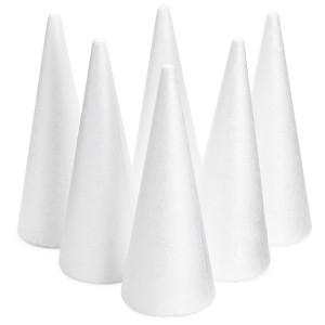 Bright Creations 6 Pack Foam Cones - Arts and Crafts Supplies, DIY Handmade Gnomes, Christmas Tree Decor, 3.8 x 9.5 In - 1 of 4