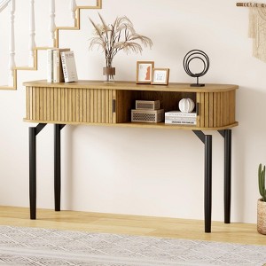 Jojoka 47" Console Table with 2 Drawers, Modern Wood Accent with Sliding Doors,Metal Legs, Sofa Table Behind Couch for Entrance, Hallway, Living Room - 1 of 4