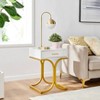 17.75" Rectangular Modern Glam Side Table with Drawer White/Gold - Danya B.: Brass Handle, MDF, Metal Frame - image 2 of 4