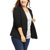 Agnes Orinda Women's Plus Size Fashion Formal with 3/4 Pleated Sleeves and Shawl Collar Blazers - 2 of 4