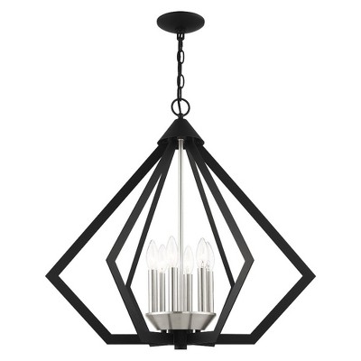 Prism 6-Light Black and Nickel Steel Chandelier