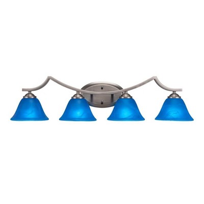 Toltec Lighting Zilo 4 - Light Vanity in  Graphite with 7" Blue Italian Shade