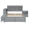 Full Size Platform Bed with Storage Headboard, Nightstand, 2 Drawers, USB Ports and Desk, White/Gray-ModernLuxe - 4 of 4