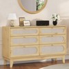 Rattan Nightstand Bedside Table, Modern Side Table with 6 Drawers, Narrow Chests of Drawers, End Tables for Bedroom, Living Room - 3 of 4