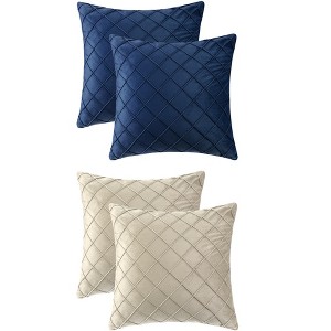 Unique Bargains Solid Geometric Textured Cushion Home Decor 4 Pcs Soft Velvet Decorative Pillow Covers for Bed Sofa - 1 of 4