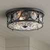 John Timberland Paseo Rustic Industrial Flush Mount Outdoor Ceiling Light Matte Black 6 1/4" Clear Hammered Glass Damp Rated for Post Exterior Barn - 2 of 4