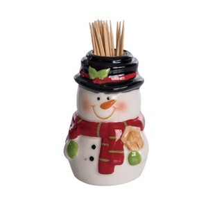 Transpac Ceramic Snowman Toothpick Holder Multicolor Christmas Decoration for Holiday Table Gift Giving - 1 of 1