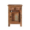 ModernLuxe Hand-Carved Nightstand, Distressed End Table Wood Side Table with 1 Drawer & Cabinet, Natural - 4 of 4