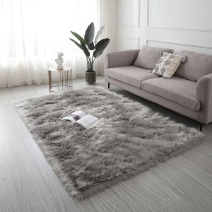 "Cozy Collection" Ultra Soft Fluffy Faux Fur Sheepskin Area Rug - 1 of 4