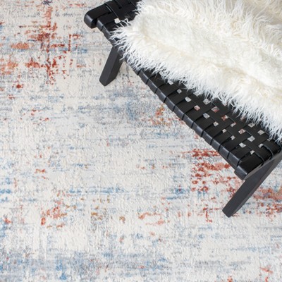 Ivory and Rust Abstract Hand-knotted Reversible Rug