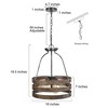 LNC Martin 4-Lights 16" Farmhouse Drum Pendant  Lights, Antique Brown Wood Tone with Brushed Silver - 3 of 4