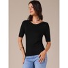 INSPIRE CHIC Women's Short Sleeve Boat Neck Lightweight Stretchy Basic Knit Casual T-Shirt - 2 of 4