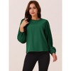 Seta T Women's Elegant Round Neck Chiffon Pleated Long Sleeve Flowy Dressy Business Tops - 3 of 4