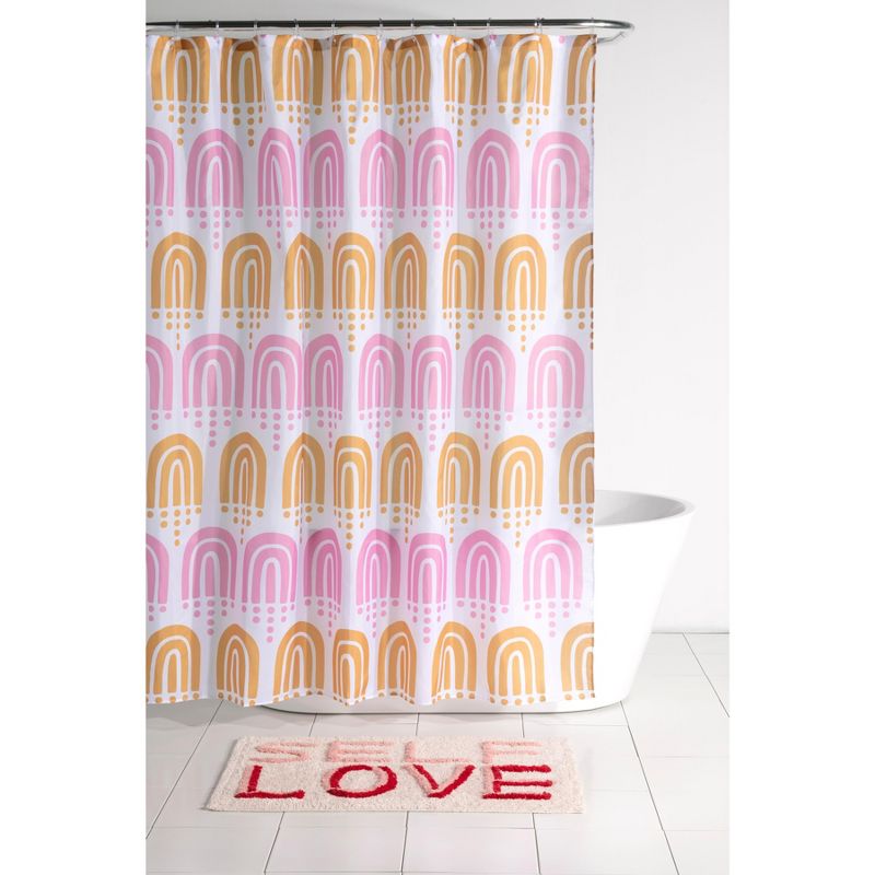 Shiraleah Pink and Orange Rainbow Print Shower Curtain, 5 of 6