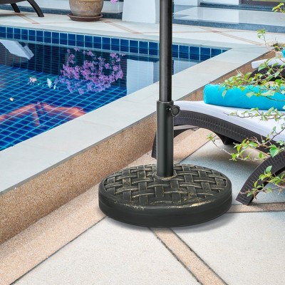 Bronze Concrete Patio Umbrella Base with Woven Pattern