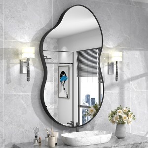Apmir Irregular High-Strength Tempered Glass and Aluminum Alloy Framed French Cleat Mounted Wall Decor Bathroom Vanity Mirror - 1 of 4