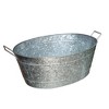 Embossed Design Oval Shape Galvanized Steel Tub With Side Handles Lightweight Storage Tub For Beverages Beer Bottles Planters Decor - 3 of 4