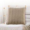 Cheer Collection Luxurious Faux Fur Throw Pillows Set of 2 - Sand (16" x 16") - 3 of 4