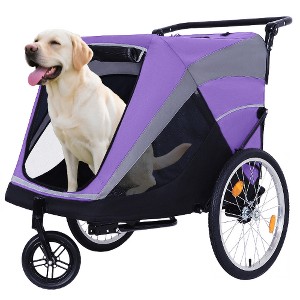 Lyngins 2-in-1 Foldable Dog Stroller, Convertible Pet Bike Trailer & Push Cart, Cat Strollers for 2 Cats, Pet Stroller with Leash/Dual Cup Pockets - 1 of 4