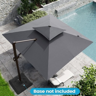 Crestlive Products 10FT Square Double Top Cantilever Umbrella UV30+ Outdoor 360 Degree Rotation Offset Umbrella 6 Heights Adjustable Umbrella