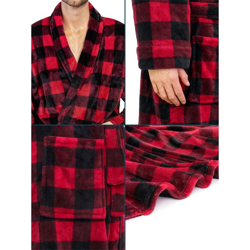 PAVILIA Mens Robe, Soft Bathrobe for Men, Fleece Warm Long Plush Microfiber Shawl Collar Pocket, Bath Shower Spa, 4 of 8