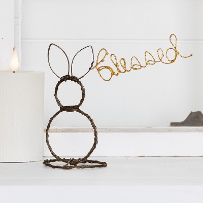 Transpac Wire Blessed Easter Bunny with Pearls Decorative Home Decor ...