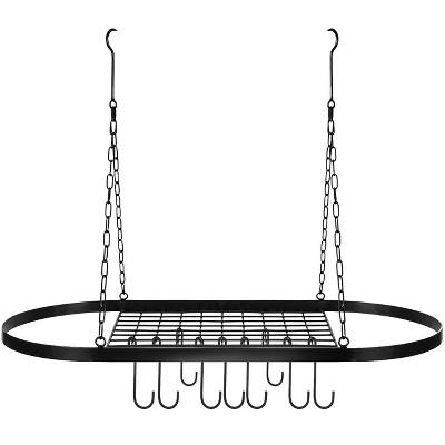 Sorbus Pot and Pan Oval Rack for Ceiling with Hooks - Multi-Purpose Organizer for Home, Restaurant, Kitchen Cookware, Utensils, Household