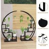 5-Tier Round Plant Stand, Half Moon Shape Indoor Metal Plant Holder, Flower Shelf Rack With 4 Hanging Hooks for Home Balcony Living Room Garden Decor - 3 of 4