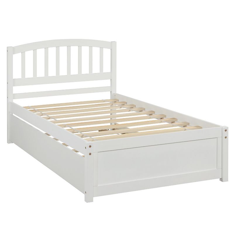 Twin Size Platform Bed Wood Bed Frame with Trundle-ModernLuxe, 4 of 9