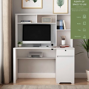 Sapphtopaz Home Office Desks Wood Computer Desk with Hutch, Bookshelf, Drawers 3 Outlets 2 USB Ports Gaming Desk Office Desk for Home Office - 1 of 4