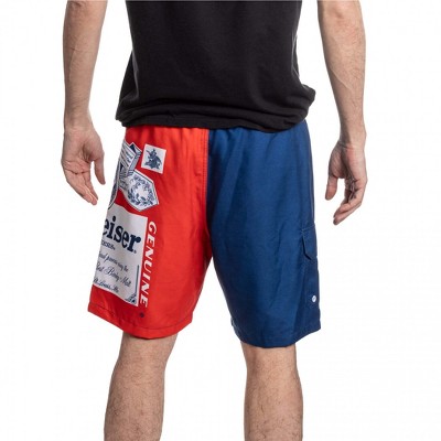 Budweiser Mens Budweiser Red White and Blue Beer Label Swim Board Shorts - 2XLarge — фото 6