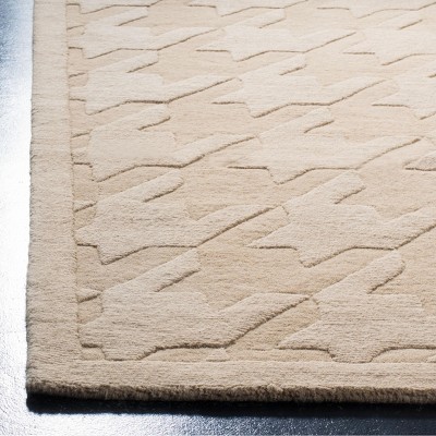 Hand-Tufted Beige Wool Square Area Rug