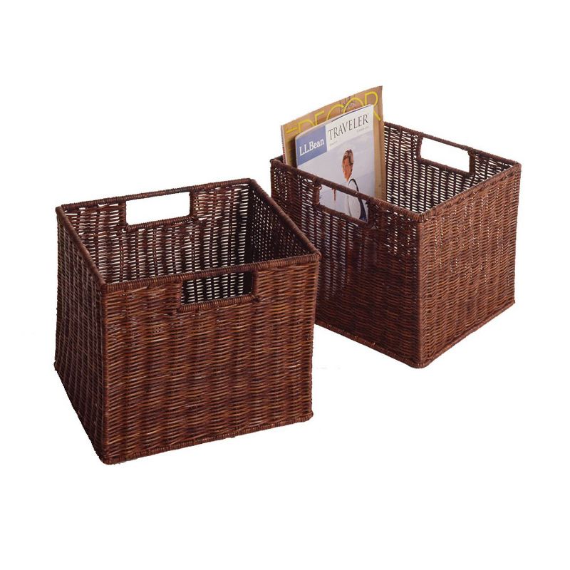 55.98&#34; 5pc Milan Storage Shelf with Baskets Antique Walnut - Winsome, 5 of 6