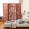 Gulches 55.2'' W x 65'' H 4 - Panel Solid Wood Folding Room Divider, Brown - 3 of 4