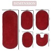 Double Ruffle Bathroom Rugs Set, Washable Rug, Extra Soft and Absorbent bath Rug, Kitchen Mat, Bath Mat Set,Non-Slip, 5 Pcs Set with Contour, Red - 3 of 4