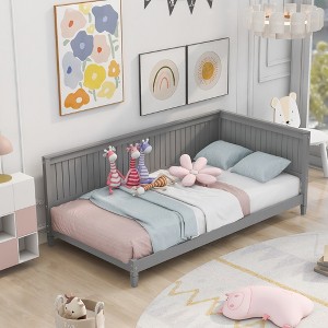 ALEXOUN Wood Day Bed Frames with Solid Wood Slat Support,and Arm & Back for Toddlers Kids Teens Adults Easy Assemble - 1 of 4