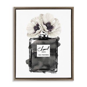 Stupell Industries Perfume Poppies Watercolor Black Framed Floater Canvas Wall Art - 1 of 4