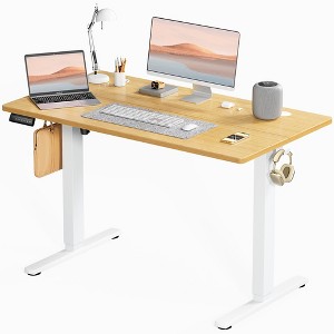 ChicFurnit Desks Gaming Table Computer Desk Ergonomic Height Adjustable Table Writing Table for Home Office, Beige, 39.3"*23.6"*45.4" - 1 of 4