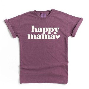 Simply Sage Market Women's Happy Mama Puff Print Short Sleeve Garment Dyed Tee - 1 of 4